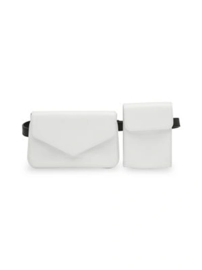 Avec La Troupe Galaxy Leather Dual Belt Bag In White
