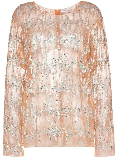 Ashish Sequin Embellished Top In Neutrals