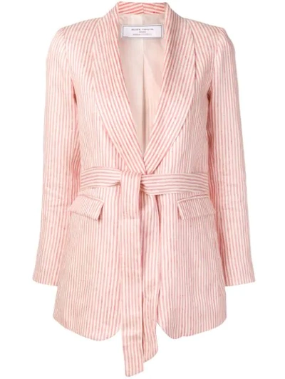Société Anonyme Striped Belted Jacket In Red