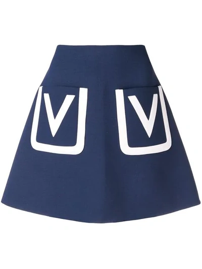 Valentino Navy Wool Mini Skirt