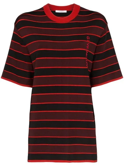 Givenchy Striped Knit Top In Red