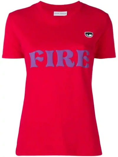 Chiara Ferragni Fire Print T-shirt In Red