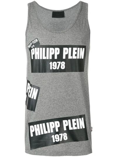 Philipp Plein Logo Print Tank Top In Grey