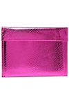 Mm6 Maison Margiela Woman Metallic Snake-effect Faux Leather Clutch Bright Pink In Fuchsia