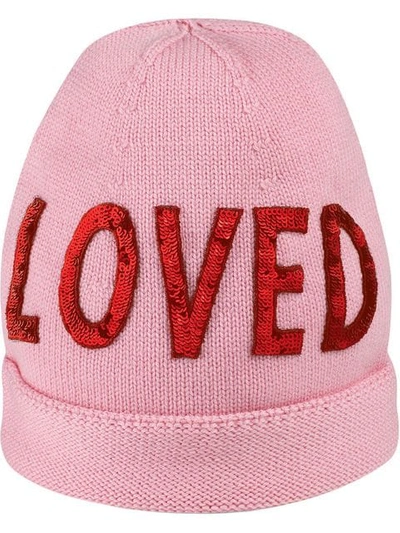 Gucci Loved Sequin-embroidered Wool Hat In Pink&purple