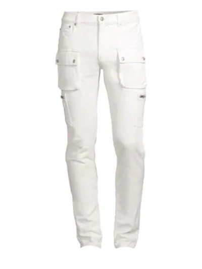 Belstaff Men's Fremont Skinny Denim Cargo Pants In Natural White