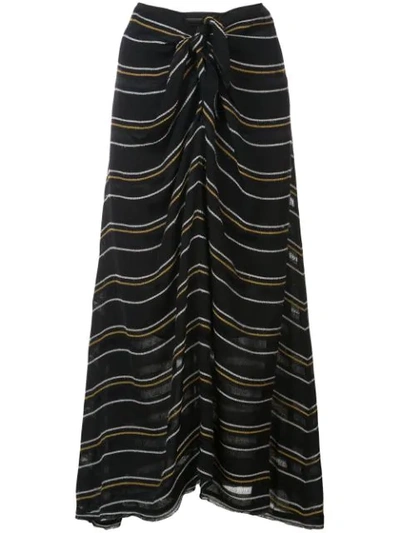Proenza Schouler Tie Front Stripe Crepe Skirt In Black