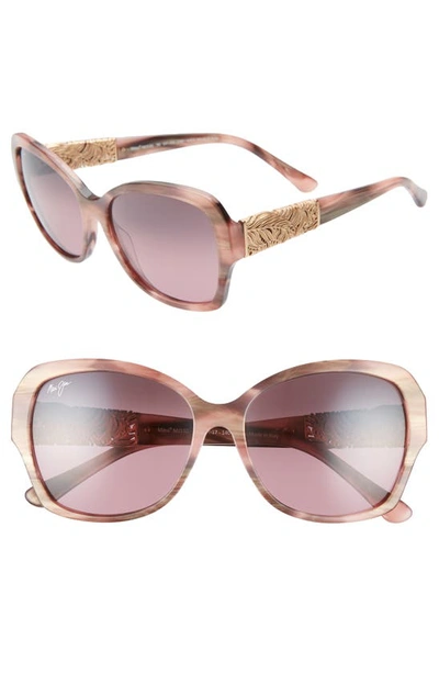 Maui Jim Swaying Palms 57mm Polarizedplus2(r) Butterfly Sunglasses In Rose And Pearl/ Rose Gold