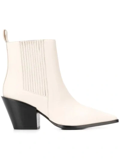 Aeyde Kate Leather Ankle Boots In White