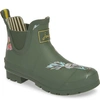 Joules Wellibob Short Rain Boot In Green Floral