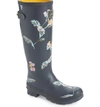 Joules 'welly' Print Rain Boot In Grey Swanton Floral