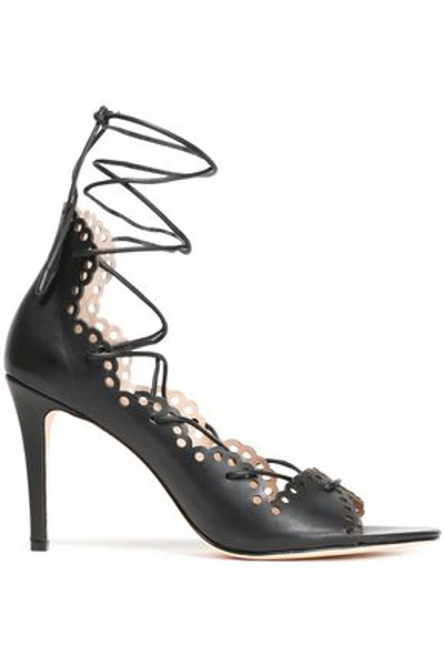 Zimmermann Scalloped Laser-cut Leather Sandals In Black