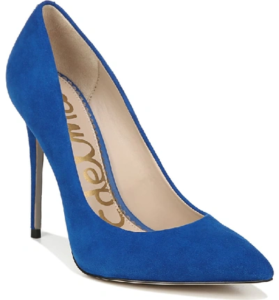 Sam Edelman Danna Pointy Toe Pump In Sapphire Blue Suede