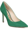 Sam Edelman Hazel Pointed Toe Pump In Spring Green Suede