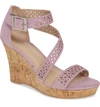 Charles By Charles David Landon Perforated Wedge Sandal In Lilac Fabric