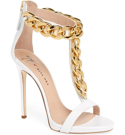 Giuseppe Zanotti Giuseppe For Rita Ora Chain Detail Ankle-strap Sandals In Bianco