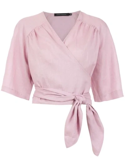 Andrea Marques Cropped Blouse In Pink