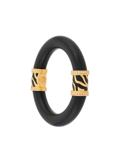 Pre-owned Susan Caplan Vintage 1990s Vintage Elizabeth Taylor Gold Plated Resin Bangle In Black