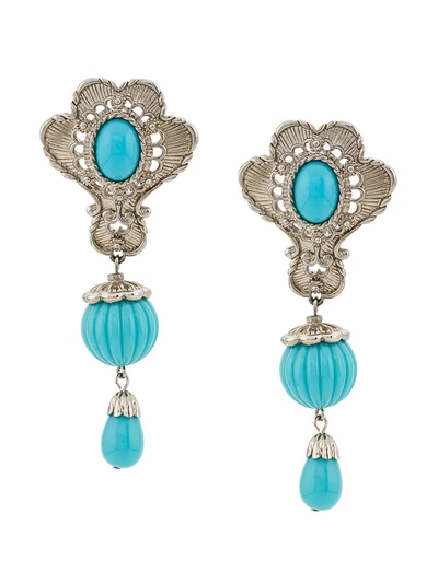 Pre-owned Susan Caplan Vintage 1970s Vintage Barrera Drop Clip-on Earrings In Silver