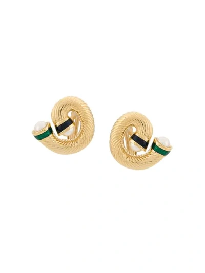Pre-owned Givenchy 1980s 18kt Gold Plated Faux Pearl Clip-on Earrings
