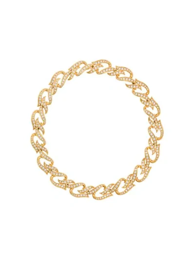 Pre-owned Susan Caplan Vintage 1980s Vintage Elizabeth Taylor Crystal Collar Necklace In Gold