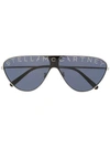 Stella Mccartney Glitter Logo Sunglasses In Silver