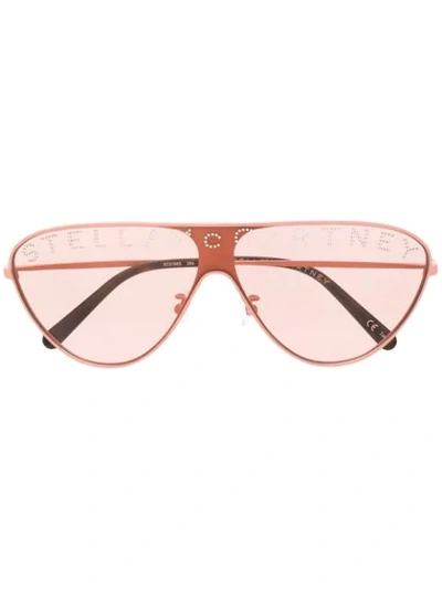 Stella Mccartney Glitter Logo Sunglasses In 粉色