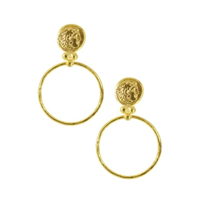 Ottoman Hands Myia Gold Coin Front Hoop Earrings