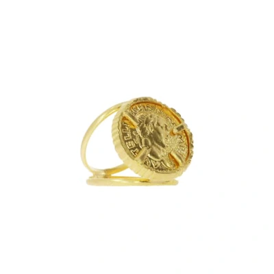 Ottoman Hands Cezar Gold Coin Double Band Cocktail Ring