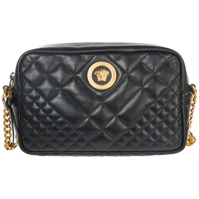 Versace Women's Leather Cross-body Messenger Shoulder Bag In Black