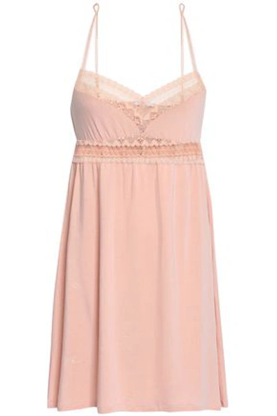 Eberjey Woman Lace-trimmed Stretch-modal Jersey Chemise Pastel Pink