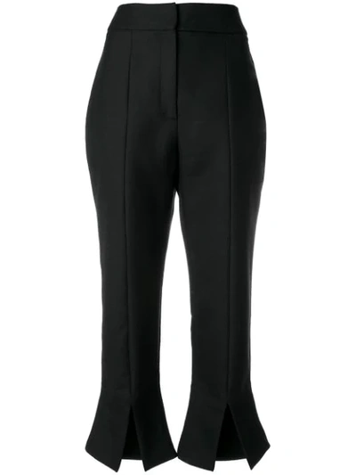 Jacquemus Le Corsaire Fendu Wool-blend Cropped Trousers In Black