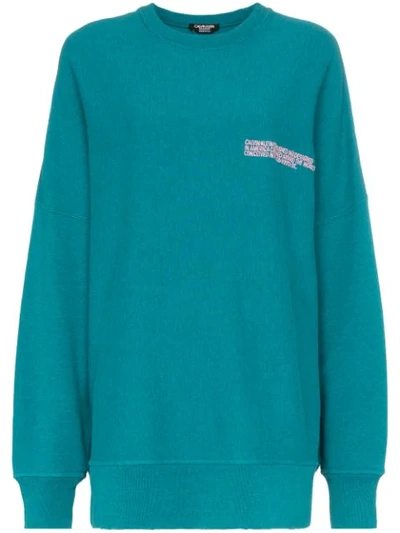 Calvin Klein 205w39nyc Logo Embroidered Oversized Cotton Jumper In Green