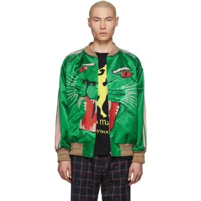 Gucci Bomber Jacket With Panther Face In 3101hntgrn