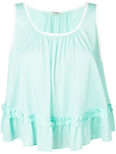 Miu Miu Ruffle Detail Tank Top In Blue