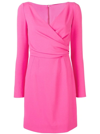 Dolce & Gabbana Wrap-effect Draped Stretch-crepe Mini Dress In Hot Pink