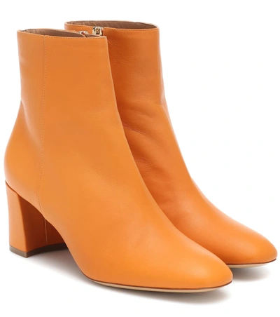 Mansur Gavriel Leather Ankle Boots In Orange