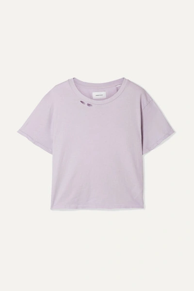 Current Elliott The Short Distressed Cotton-jersey T-shirt In Lavender