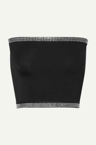 Adam Selman Sport Crystal-embellished Stretch Bustier Top In Black