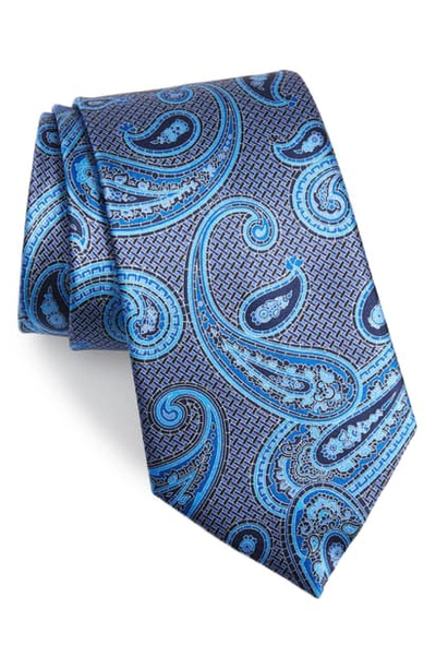 Ermenegildo Zegna Macro Paisley Silk Tie In Blue