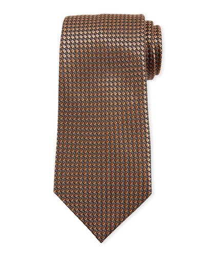 Ermenegildo Zegna Basketweave Silk Tie, Orange