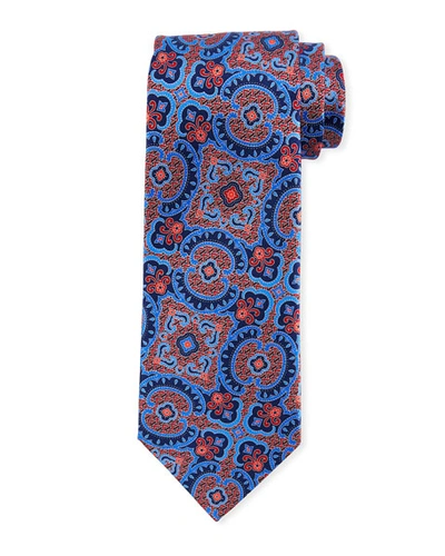 Ermenegildo Zegna Medium Paisley Silk Tie, Red/blue