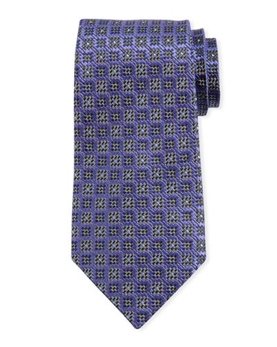 Ermenegildo Zegna Jacquard Boxes Silk Tie, Purple