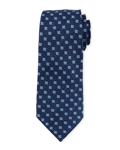 Ermenegildo Zegna Square Floral Silk Tie In Blue