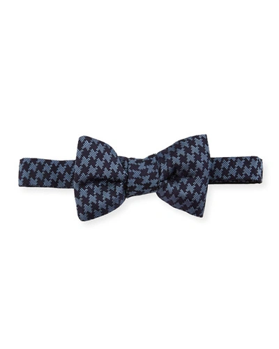 Tom Ford Houndstooth Classic Bow Tie, Blue