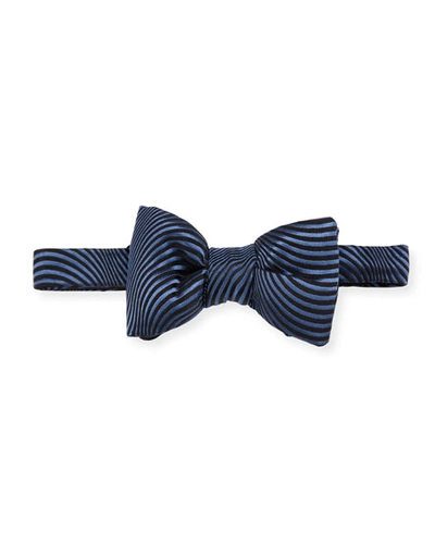 Tom Ford Abstract Stripes Classic Bow Tie In Blue