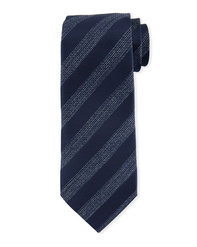 Ermenegildo Zegna Tonal Stripe Silk Tie In Blue