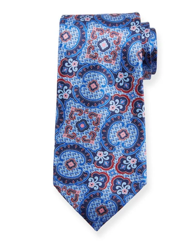 Ermenegildo Zegna Medium Paisley Silk Tie, Blue/pink