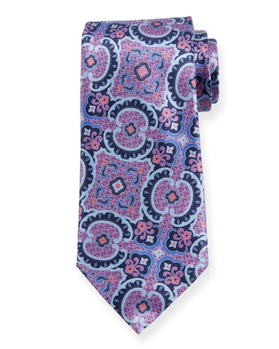 Ermenegildo Zegna Medium Paisley Silk Tie, Purple/blue