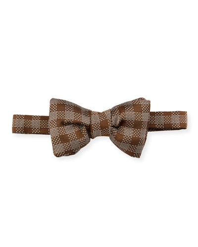 Tom Ford Plaid Classic Bow Tie In Brown